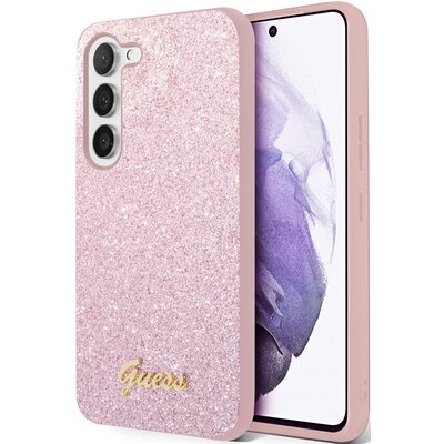 Guess GUHCS23MHGGSHP S23+ S916 różowy/pink hard case Glitter Script