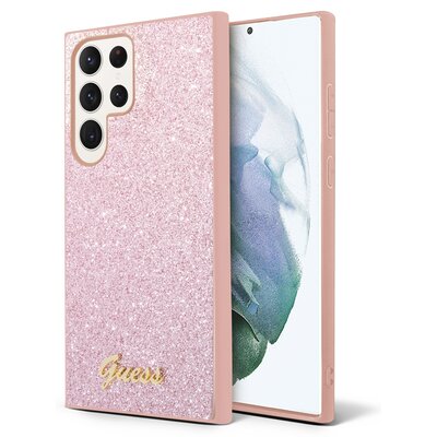 Guess GUHCS23LHGGSHP S23 Ultra S918 różowy/pink hard case Glitter Script