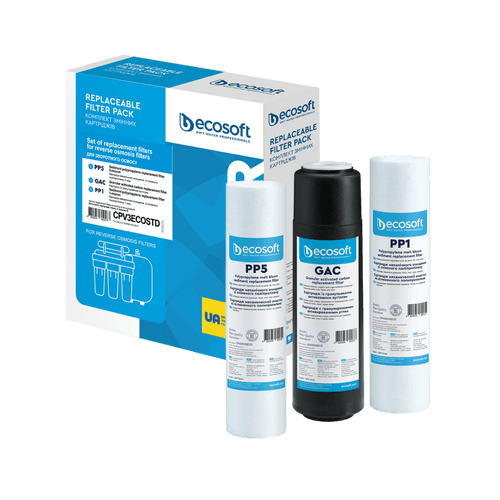 Ecosoft Zestaw 3 wkładów zamiennych do filtra osmozy