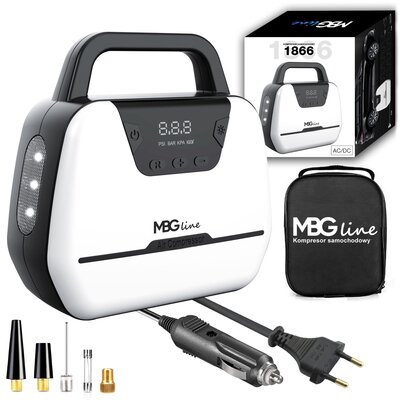 MBG line KOMPRESOR SAMOCHODOWY POMPKA SPRĘŻARKA 12V 230V z LAMPKĄ MBG LINE 1866 799