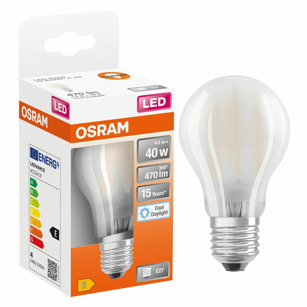 Żarówka LED E27 4 W = 40 W 470 lm Zimna biel Osram
