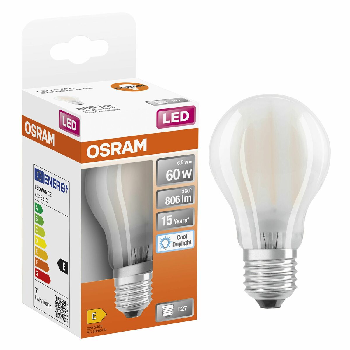 Żarówka LED E27 6,5 W = 60 W 806 lm Zimna biel Osram