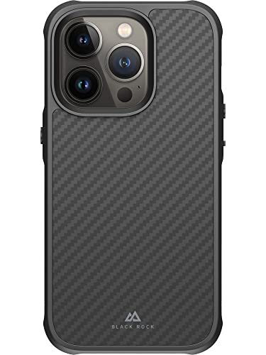 Black Rock - Etui z włókna węglowego, wytrzymałe etui z prawdziwego włókna węglowego, pasuje do Apple iPhone 14 Pro I karbonowe etui na telefon komórkowy, osłona z włókna węglowego (czarny karbon)