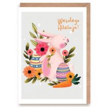 Kartka okolicznościowa Zając wielkanocny + eko koperta