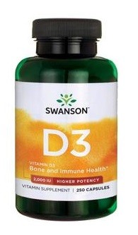 SWANSON Witamina D3 2000IU 250caps