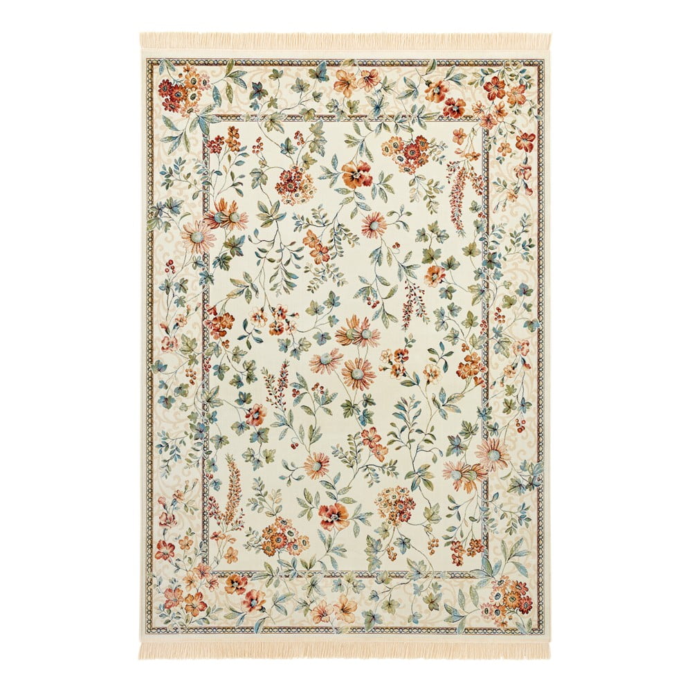 Żółty dywan z domieszką bawełny Nouristan Oriental Flowers, 160 x230 cm