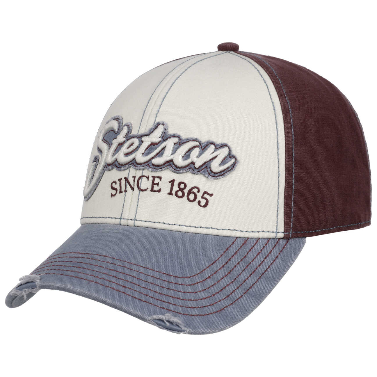 Czapka Tricolour Vintage Distressed by Stetson, kremowobiały, One Size