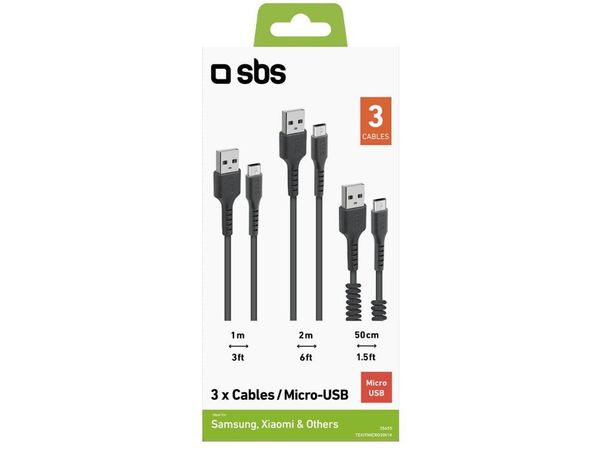 SBS Zestaw kabli SBS 3x USB-A microUSB Czarny