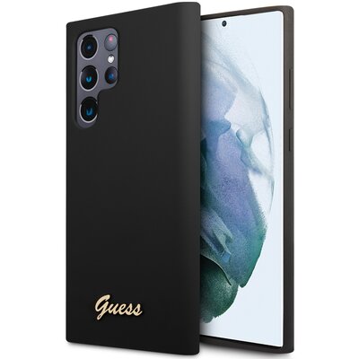 Guess GUHCS23LSLSMK S23 Ultra S918 czarny/black hardcase Silicone Vintage Gold Logo