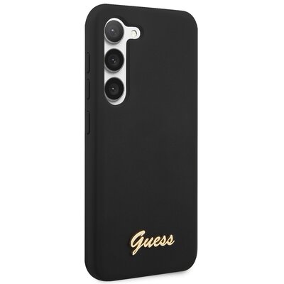 Guess GUHCS23SSLSMK S23 S911 czarny/black hardcase Silicone Vintage Gold Logo
