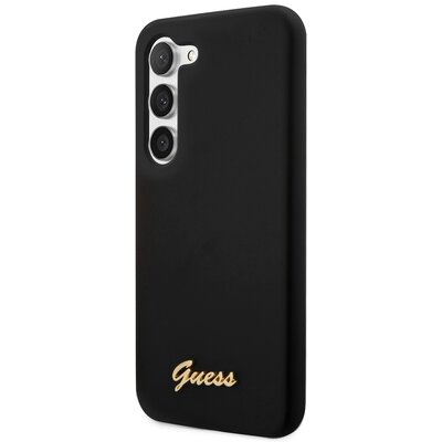 Guess GUHCS23MSLSMK S23+ S916 czarny/black hardcase Silicone Vintage Gold Logo