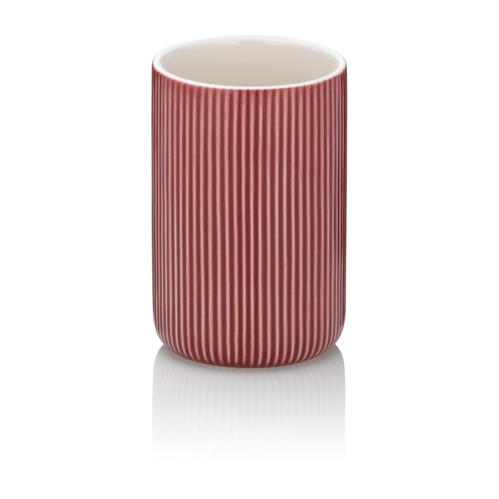 Czerwony ceramiczny kubek na szczoteczki do zębów Kela Ava
