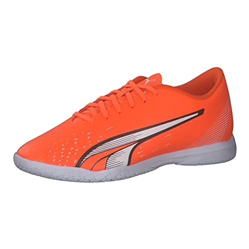 PUMA Męskie buty piłkarskie Ultra Play It, Ultra pomarańczowy Puma biały niebieski błyszczący, 46 EU