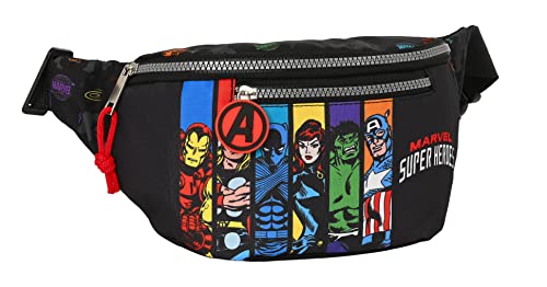 AVENGERS Super Heroes z zewnętrzną kieszenią, idealna dla młodzieży i dzieci w różnym wieku, wygodna i wszechstronna, jakość i wytrzymałość, 23x9x12 cm, kolor Czarny, czarny, Estándar, zwykły