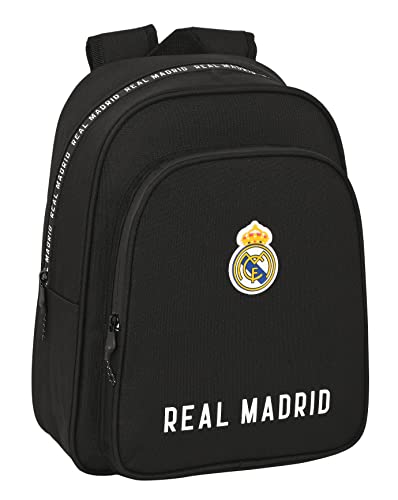 Plecaki szkolne i tornistry - Safta REAL MADRID korporacyjny plecak szkolny dla dzieci, idealny dla dzieci w różnym wieku, wygodny i wszechstronny, jakość i wytrzymałość, 27x10x33 cm, kolor czarny, czarny, Estándar, Casual - grafika 1