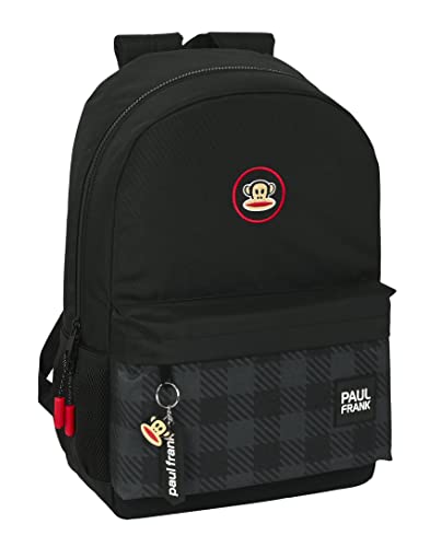 Safta PAUL FRANK Campers plecak szkolny dla dzieci, idealny dla dzieci w różnym wieku, wygodny i wszechstronny, jakość i wytrzymałość, 30x14x46 cm, kolor czarny, czarny, Estándar, Casual