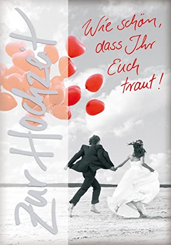 Perleberg Kartka weselna z motywem pary i tekstem – Basic Classic Collection – kartka na wesele w jakości premium – uroczy prezent na ślub z kopertą – 11,6 x 16,6 cm