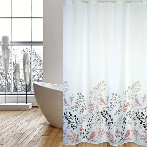 MSV zasłona prysznicowa premium ptaki z poliestru 180 x 200 cm w kolorze beżowym, 180 x 200 cm