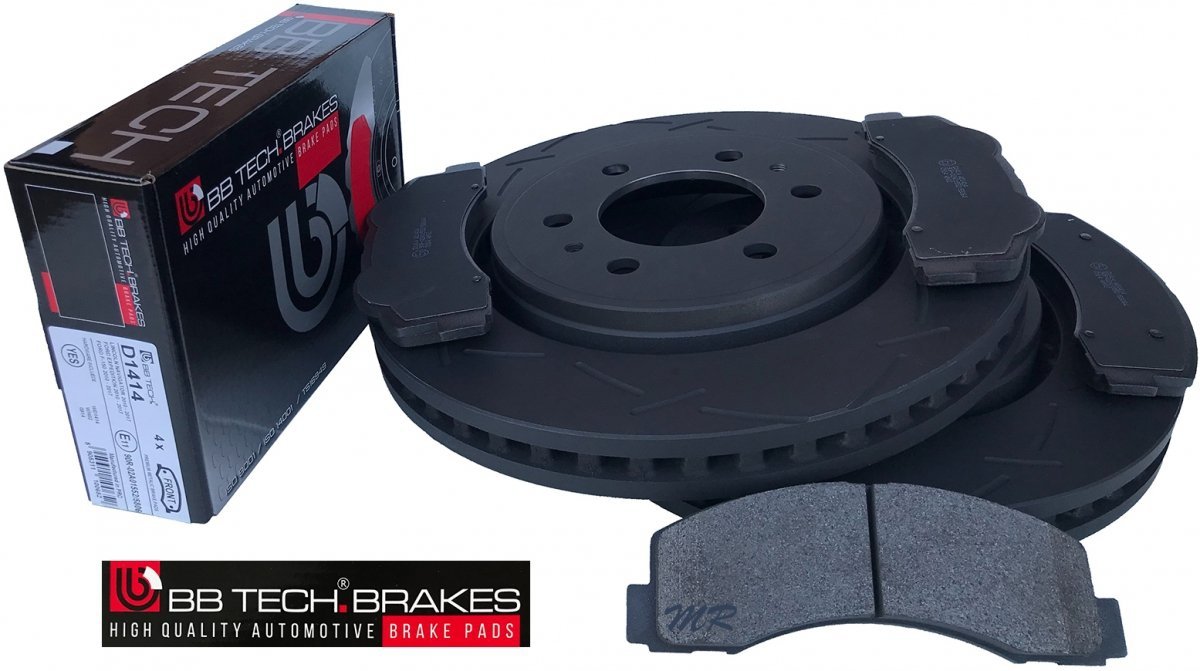 Przednie klocki + NACINANE tarcze hamulcowe BB-TECH Ford F-150 F150 2010-