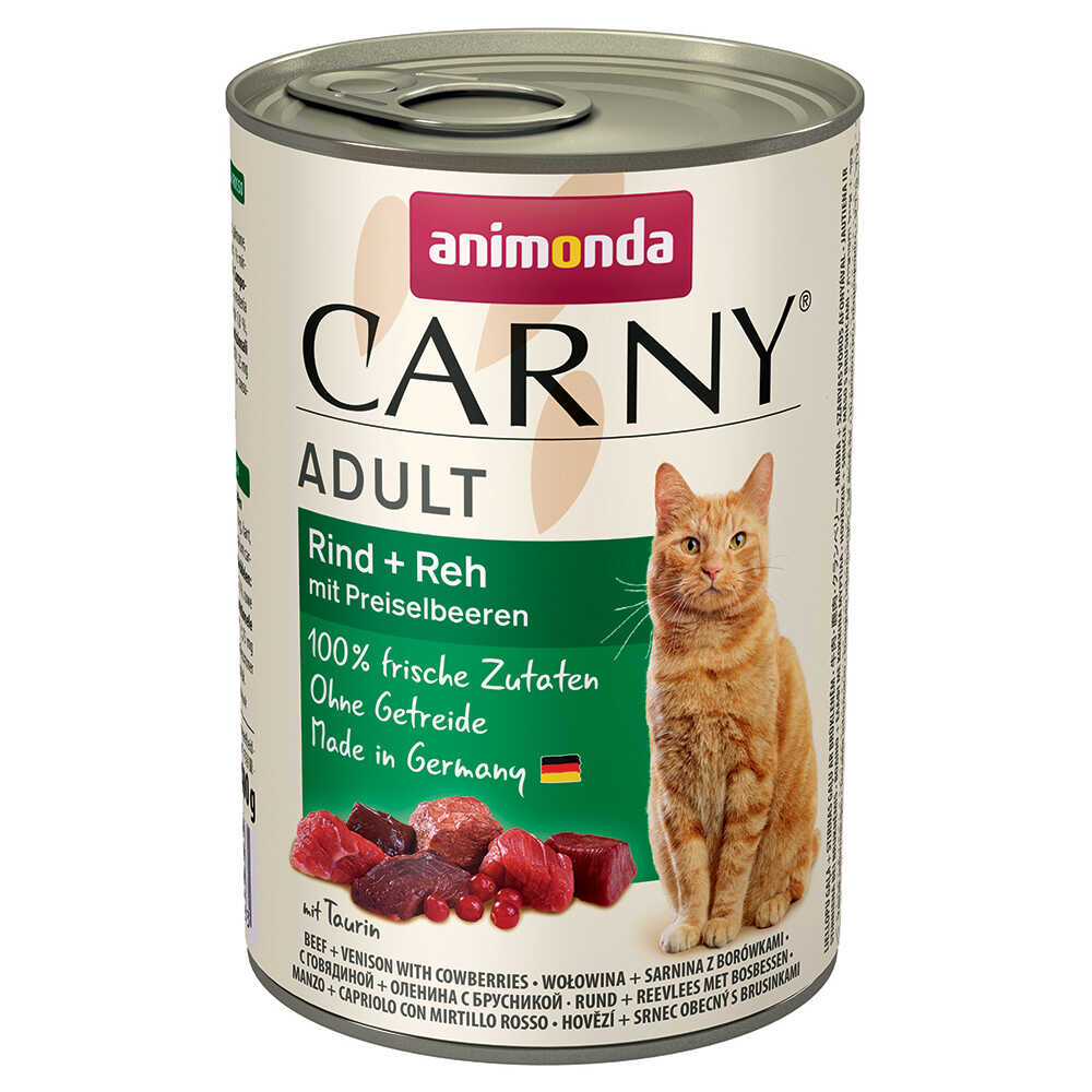 Zestaw Animonda Carny Adult, 12 x 400 g - Wołowina, sarna i borówki