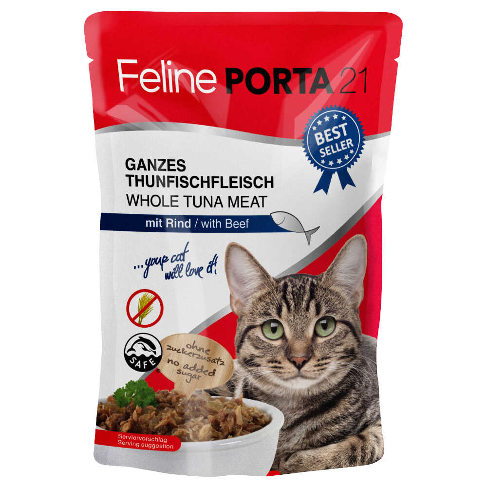 Zestaw Feline Porta 21 w saszetkach 12 x 100 g - Tuńczyk z wołowiną