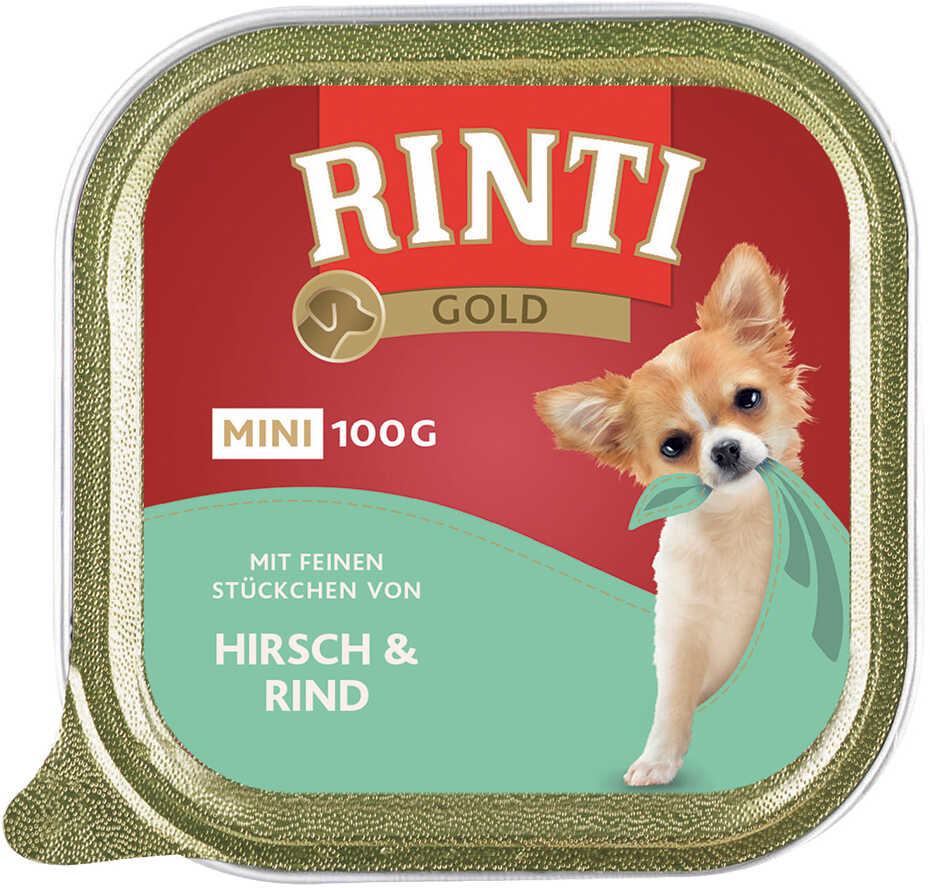 RINTI Gold Mini, 6 x 100 g - Jeleń z wołowiną