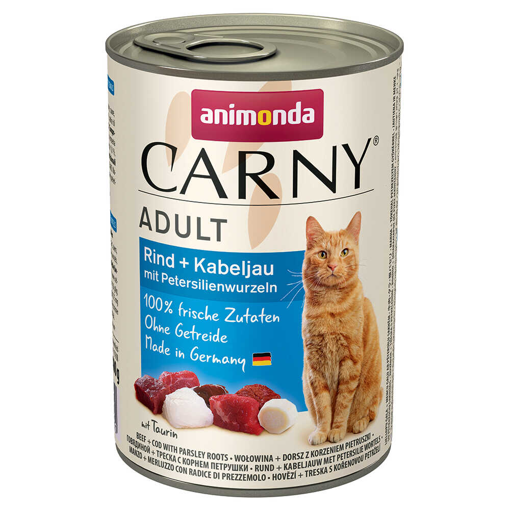 Zestaw Animonda Carny Adult, 12 x 400 g - Wołowina, dorsz i korzeń pietruszki