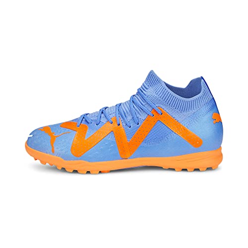 PUMA Future Match TT + MID JR buty piłkarskie, niebieski błyszczący biały - ultra pomarańczowy, 3 UK