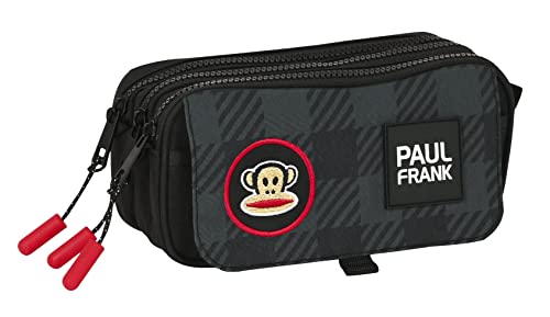 Safta PAUL FRANK Campers uchwyt Triple Big, etui dla dzieci, idealne dla dzieci w wieku 5-14 lat, wygodne i wszechstronne, jakość i wytrzymałość, 21.5x8x10 cm, kolor czarny, czarny, Estándar, zwykły
