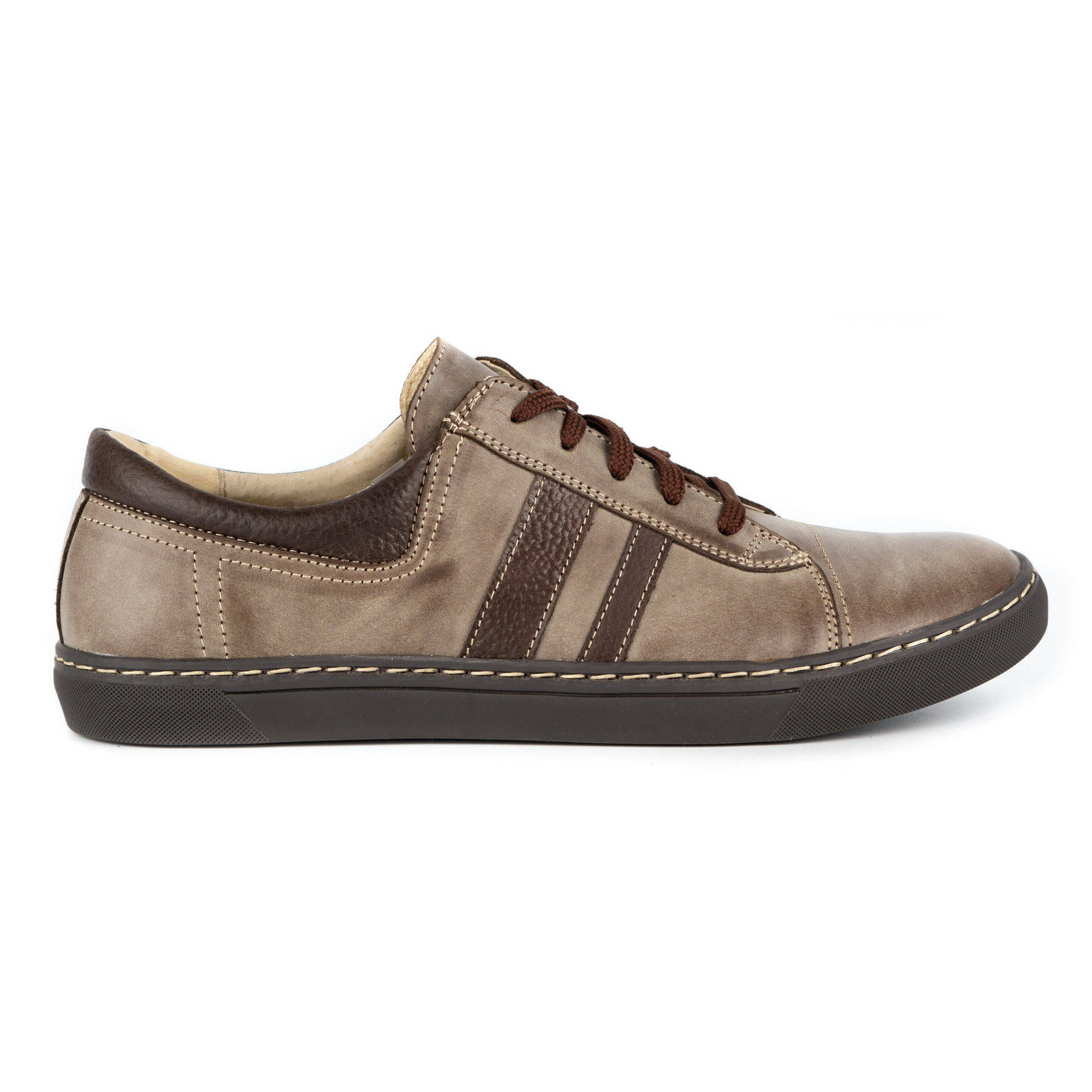 Buty męskie casual skórzane 0150W brązowe - WASAK