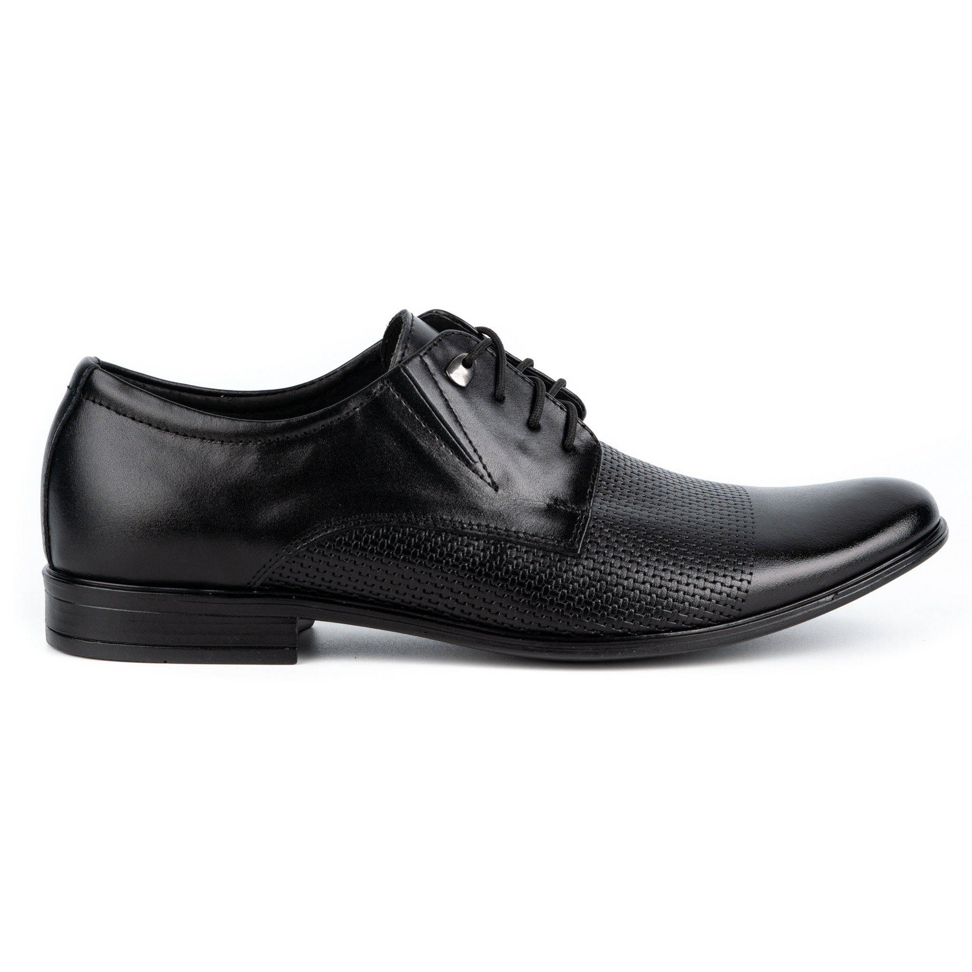 Buty męskie eleganckie skórzane 302T3 czarne - Buty Olivier
