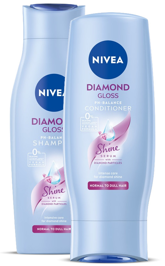 Nivea Diamond Gloss, zestaw pielęgnujący do włosów, szampon + odżywka