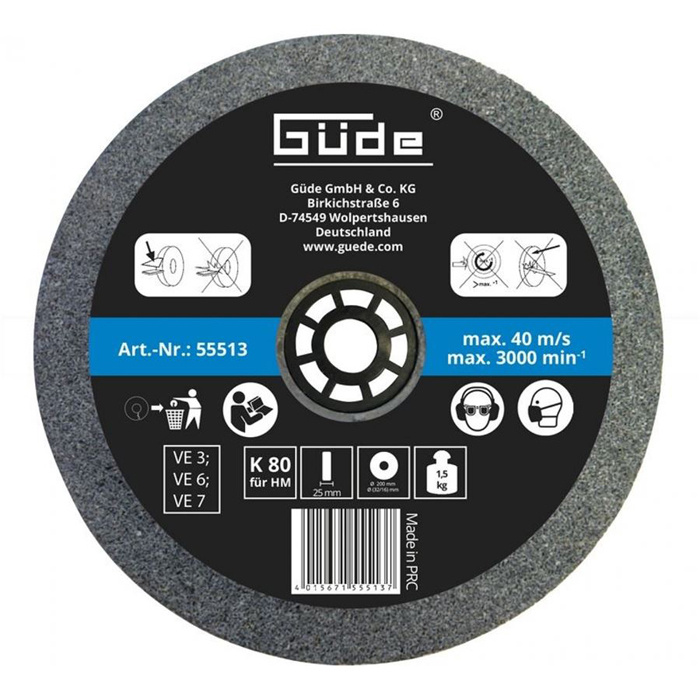 GUDE tarcza szlifierska 200x25mm gr.80 do twardych metali (55513)