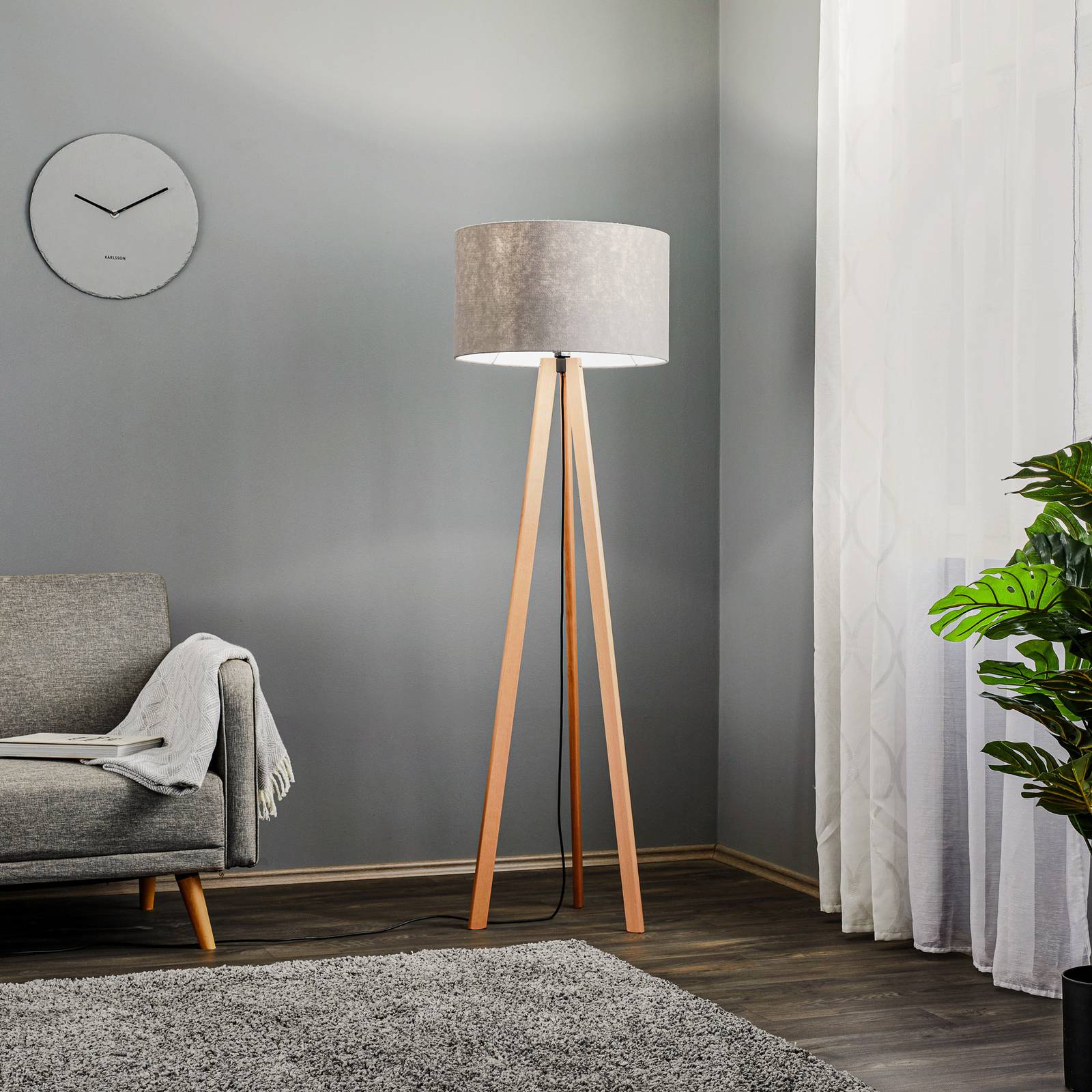 Rothfels Arim lampa na trójnogu, buk, filc szary