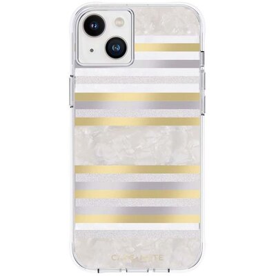 Etui CASE-MATE Pearl Stripes MagSafe do Apple iPhone 14 Plus Szaro-złoty