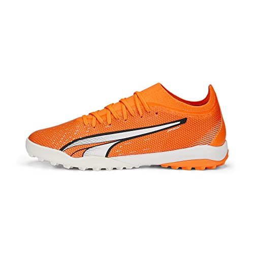 PUMA Męskie buty piłkarskie Match TT, ultra pomarańczowe biało-niebieskie błyszczące, 4 UK