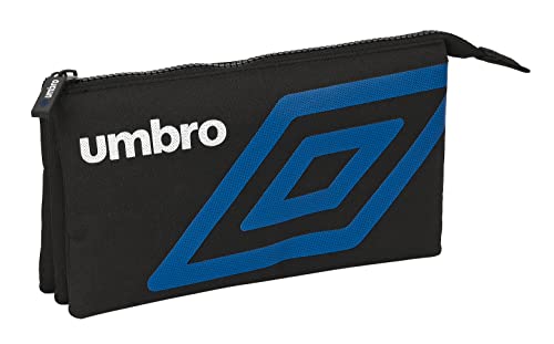 Safta UMBRO Flash potrójne etui dla dzieci, etui dla dzieci, idealne dla dzieci w wieku 5-14 lat, wygodne i wszechstronne, jakość i wytrzymałość, 22x3x12 cm, kolor czarny, czarny, Estándar, zwykły