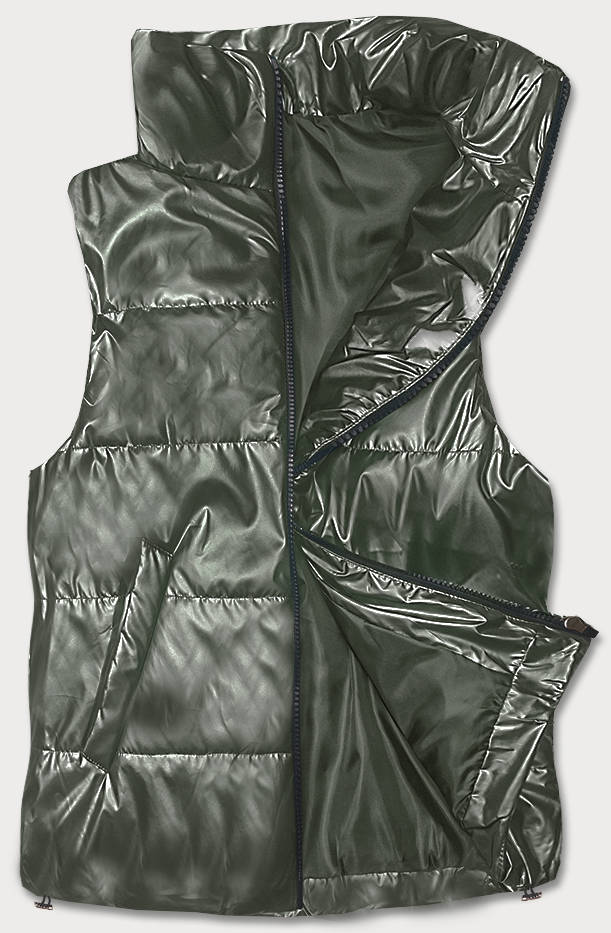 KRÓTKA KAMIZELKA ZE STÓJKĄ DAMSKA KHAKI (B8152-11) - S'WEST