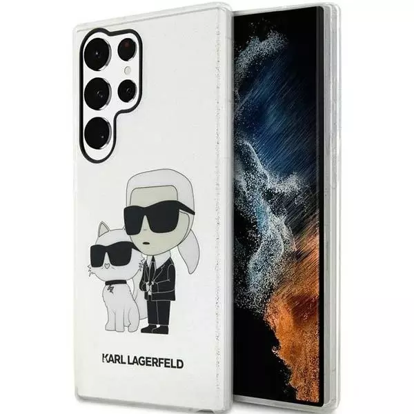 Etui ochronne na telefon Karl Lagerfeld KLHCS23LHNKCTGT do Samsung Galaxy S23 Ultra S918 transparent hardcase Gliter Karl&Choupette