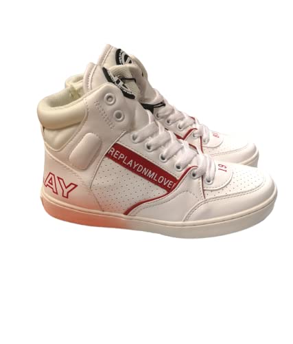 Replay Cobra Mid sneakersy chłopięce, 079 White Red, 30 EU
