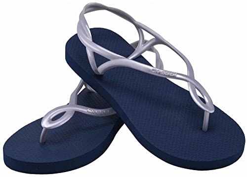 Cressi Women's Marbella Flip Flops With Straps Japonki damskie plażowe i pływackie ,Niebieski/Srebro ,41/42 ,XVB9597341