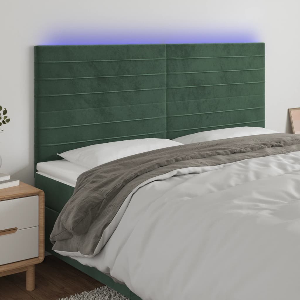 Zagłówek do łóżka z LED, ciemnozielony, 180x5x118/128 cm Lumarko