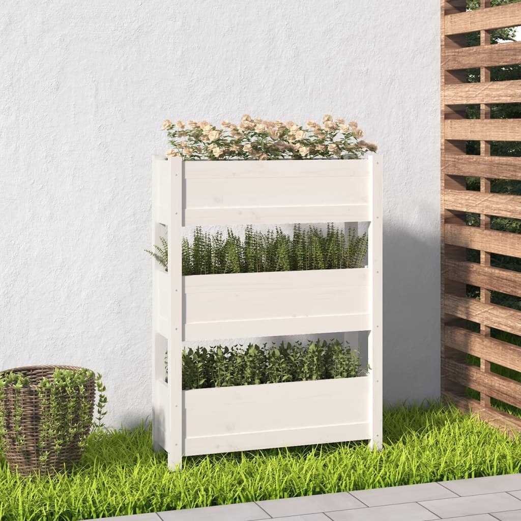 Donica, biała, 77x25x104,5 cm, lite drewno sosnowe Lumarko