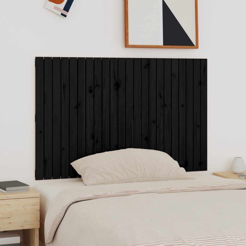 Wezgłowie łóżka, czarne, 140x3x90 cm, lite drewno sosnowe Lumarko