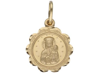 Złoty medalik 585 Chrzest Matka Boska kwiat