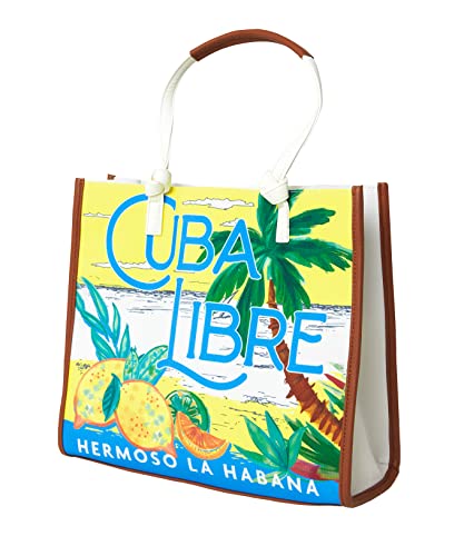 Joe Browns Damska duża letnia torba na zakupy z nadrukiem retro Havana, biała, wielokolorowa, jeden rozmiar, biały i kolorowy, Rozmiar Uniwersalny