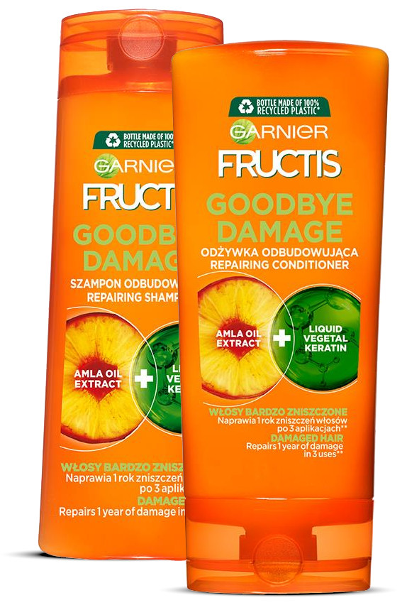 Garnier Fructis Goodbye Damage, odbudowujący zestaw do włosów, odżywka + szampon