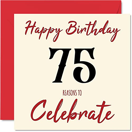 Zabawne kartki na 75. urodziny dla mężczyzn i kobiet – powody – kartka urodzinowa dla taty mamy dziadka babci babci wujka cioci 145 mm x 145 mm kartki okolicznościowe, kartka na 75. urodziny