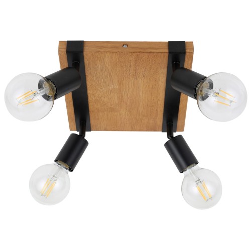 Molini lampa sufitowa (spot) 4-punktowa czarna/ciemny dąb SPL-2079-4