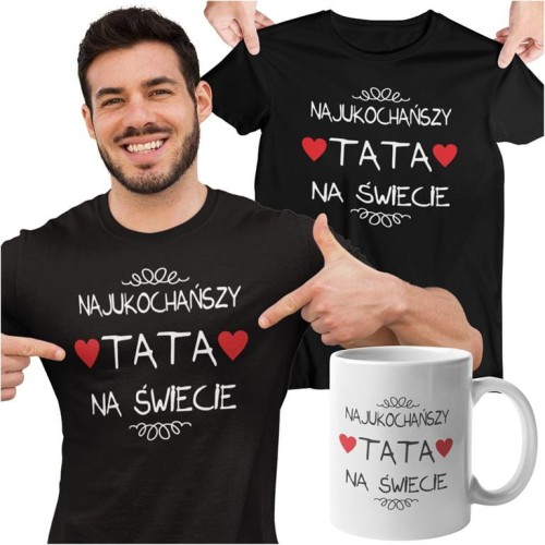 Koszulka dla taty wraz z kubkiem z nadrukiem Najukochańszy tata na świecie